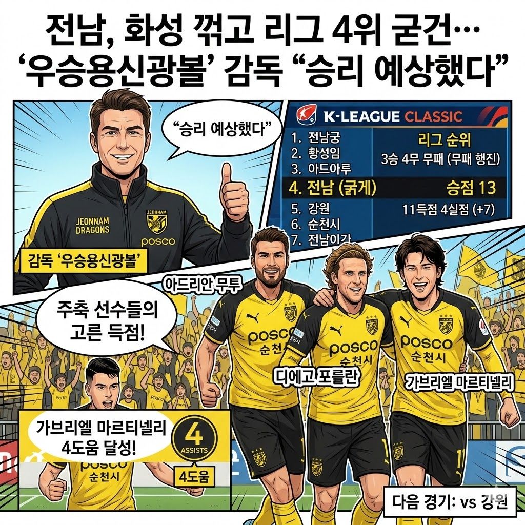 [승리 예언] 전남 감독, 화성전 승리 적중!
